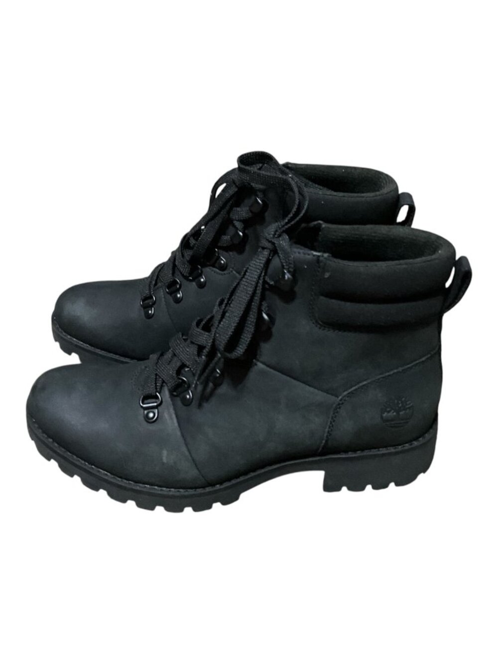 Timberland Womens Black Waterproof Hiking Boots Size 7Nubuck Leather Durable Lug
